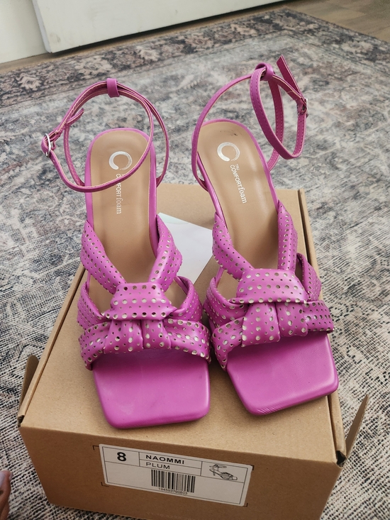 Journee Collection Shoes - Journee Collection Plum Braided Ankle-Strap Heels